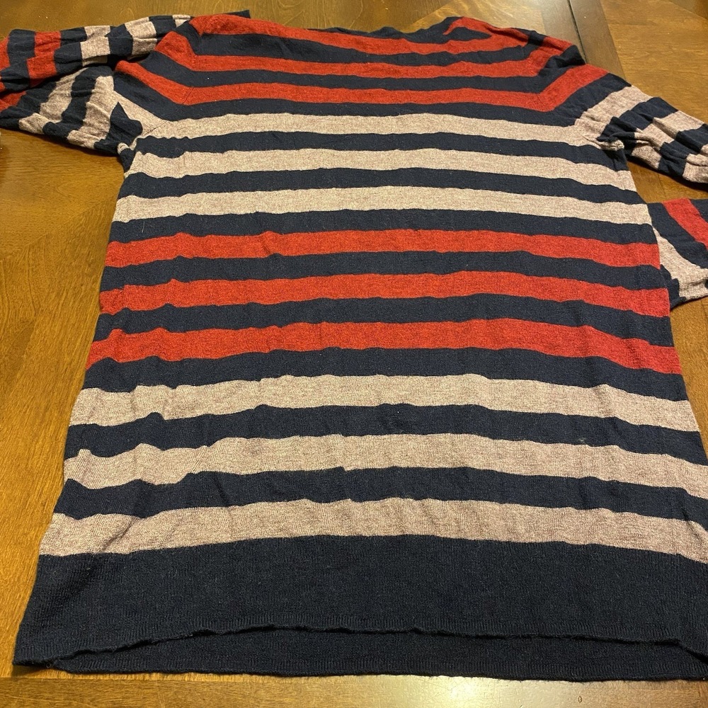 Limited Wool Blend V-Neck Striped Casual Sweater L Preppy Y2K Career Ski Snow - Picture 11 of 13